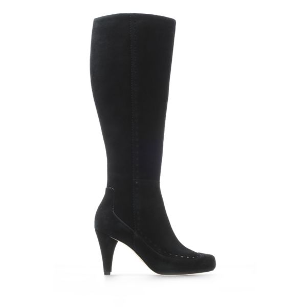 Clarks Womens Dalia Sierra Knee High Boots Black | UK-3879065 - Click Image to Close